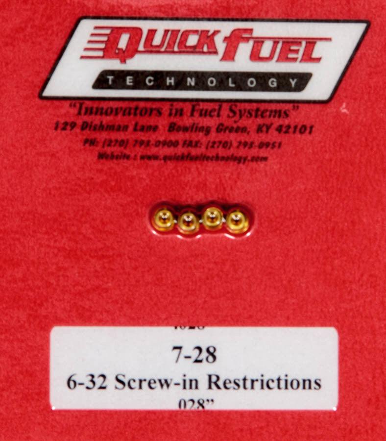 .028in- 6-32 Screw-in Restrictors (4pk) - Burlile Performance Products