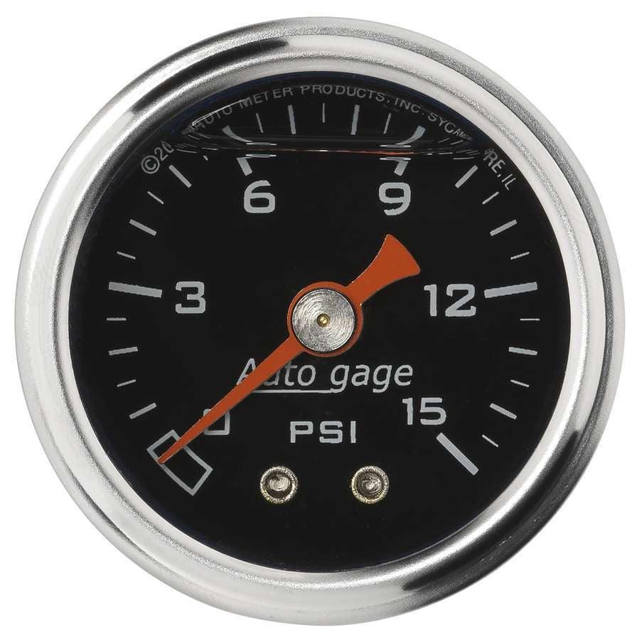 1-1/2in Pressure Gauge - 0-15psi - Black Face - Burlile Performance Products