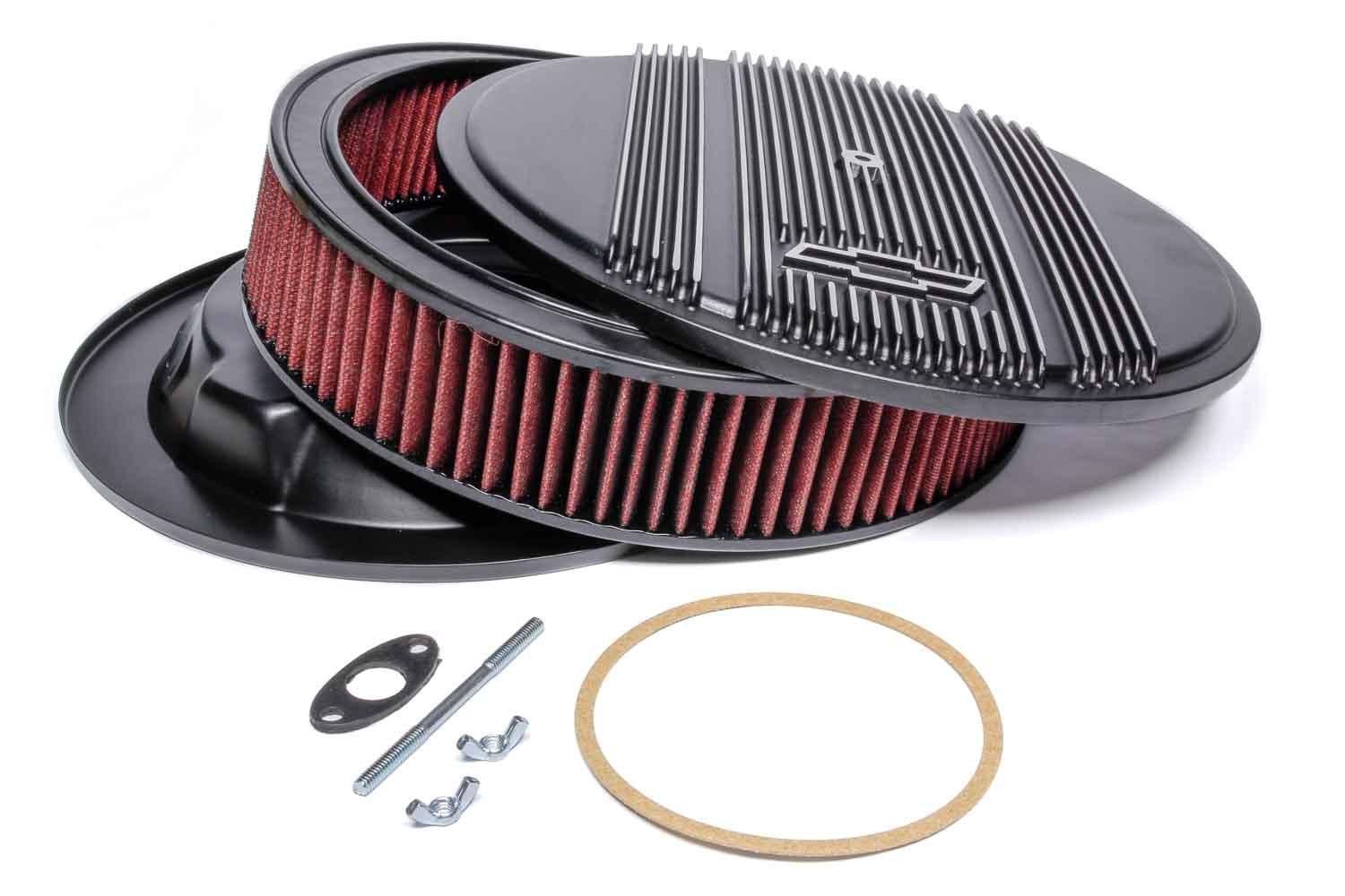 14 x 3 Air Cleaner Finned Bowtie Black - Burlile Performance Products
