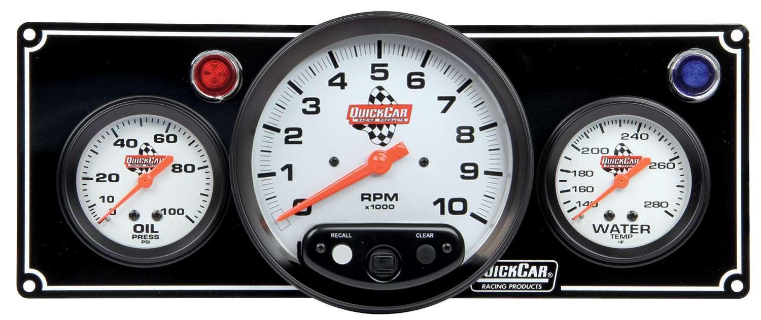 2-1 Gauge Panel OP/WT w/ 5in Tach Black - Burlile Performance Products