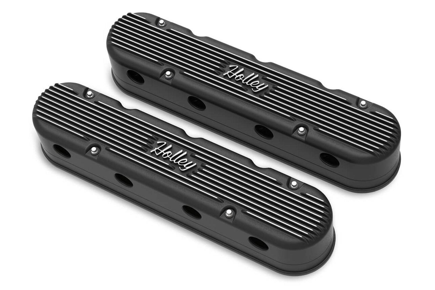 2-Piece Cast Alm GM LS Valve Cover Set - Black - Burlile Performance Products