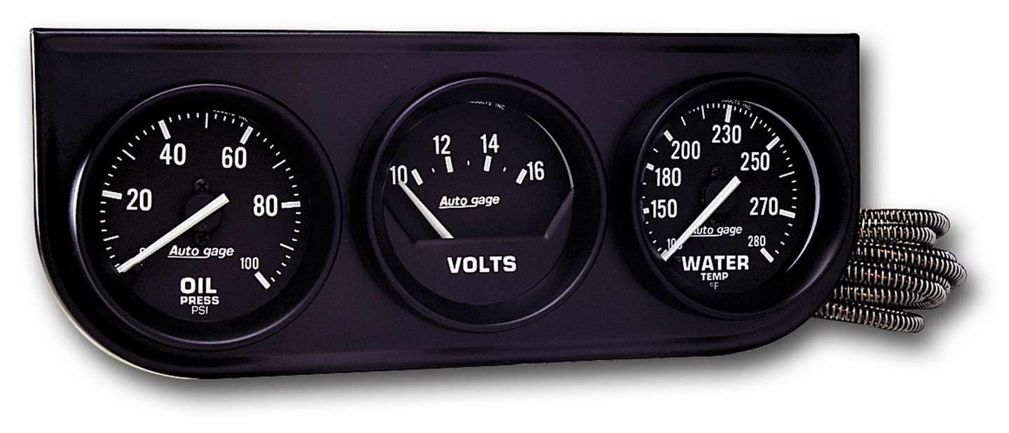2in Black Mech Gauge Pnl 3-Gauge Oil/Volt/Water - Burlile Performance Products