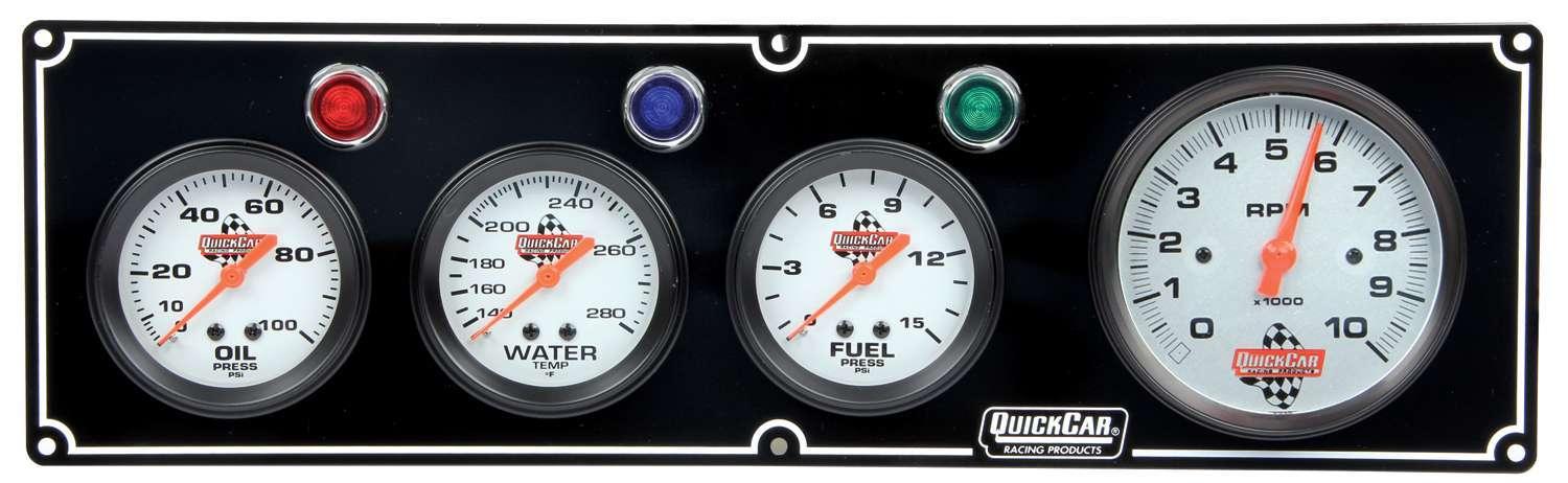 3-1 Gauge Panel OP/WT/FP w/3-3/8in Tach Black - Burlile Performance Products