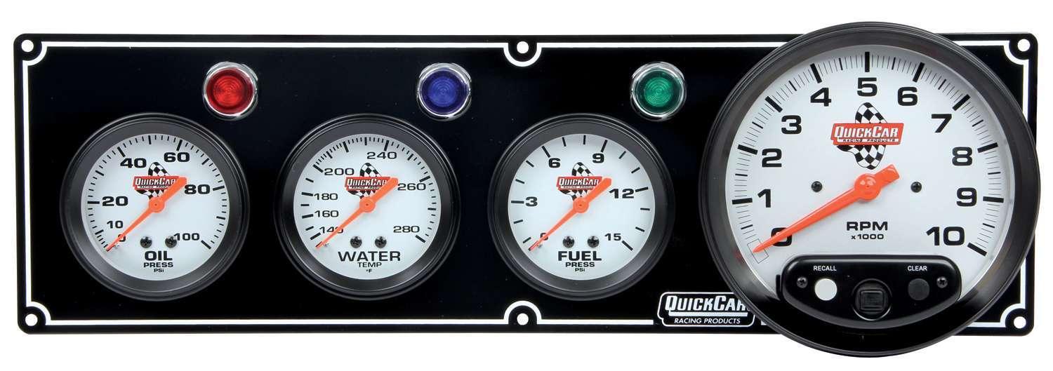 3-1 Gauge Panel OP/WT/FP w/5in Tach Black - Burlile Performance Products
