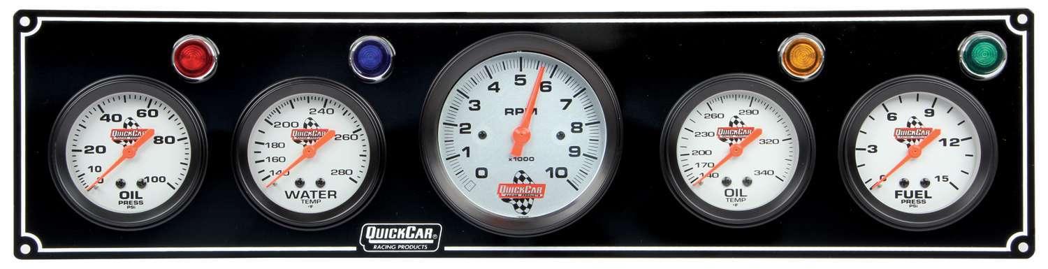 3-1 Gauge Panel OP/WT/OP /FP w/3-3/8in Tach Black - Burlile Performance Products