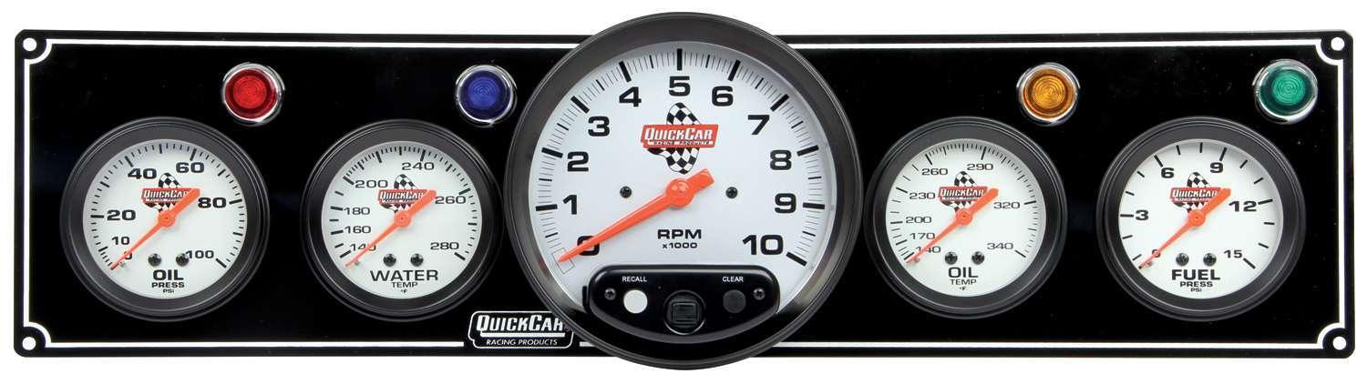 3-1 Gauge Panel OP/WT/OP /FP w/5in Tach Black - Burlile Performance Products