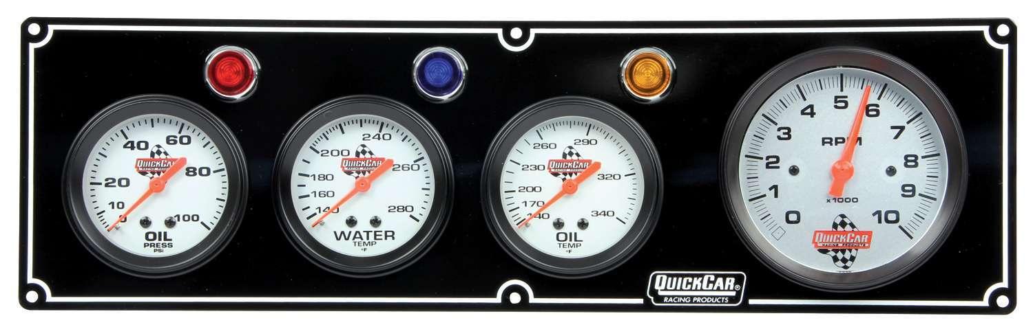3-1 Gauge Panel OP/WT/OT w/3-3/8in Tach Black - Burlile Performance Products