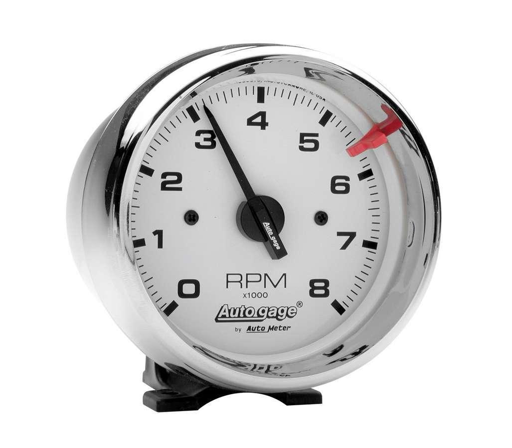 3-3/4in White Face Tach- Chrome Cup - Burlile Performance Products