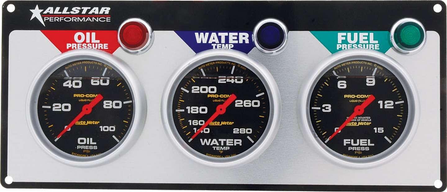 3 Gauge Panel A/M OP/WT/FP Liquid Filled - Burlile Performance Products