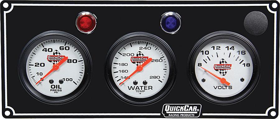 3 Gauge Panel OP/WT/Volt Black - Burlile Performance Products
