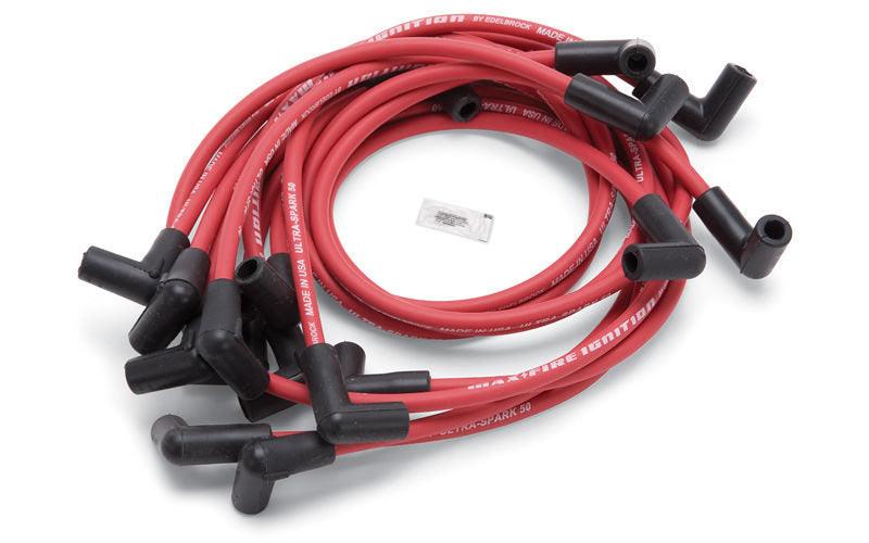 Max Fire Plug Wire Set SBC w/HEI 90 Degree Red - Burlile Performance Products