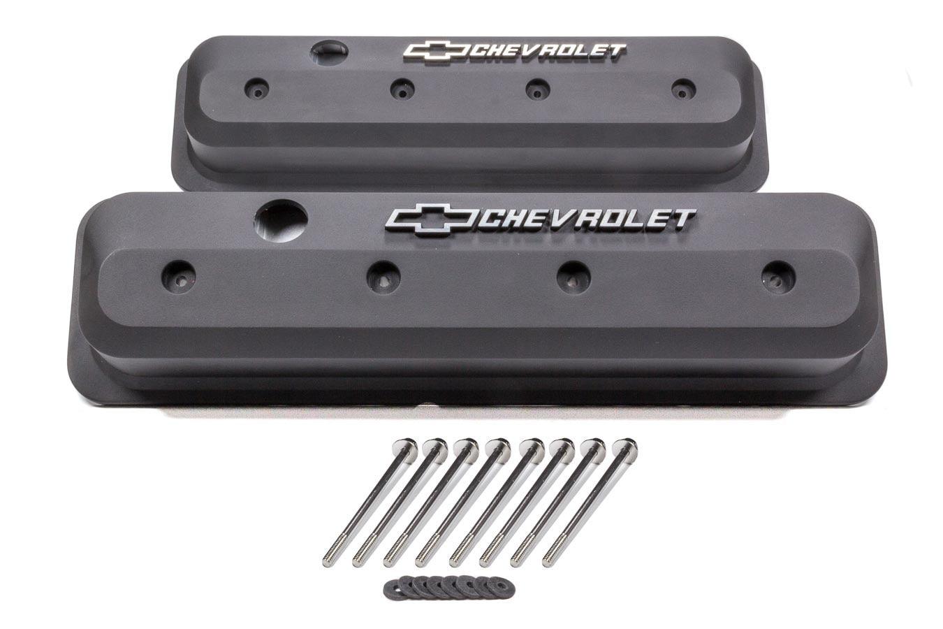 SBC Valve Cover Slant Edge Black Crinkle - Burlile Performance Products