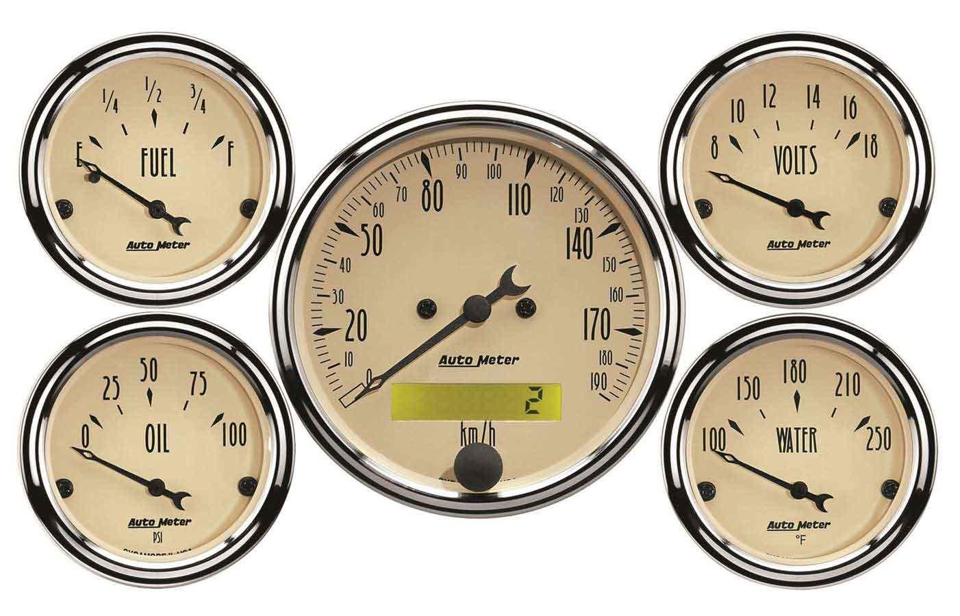 A/B 5pc. Gauge Kit w/ Elec. Speedo - Metric - Burlile Performance Products