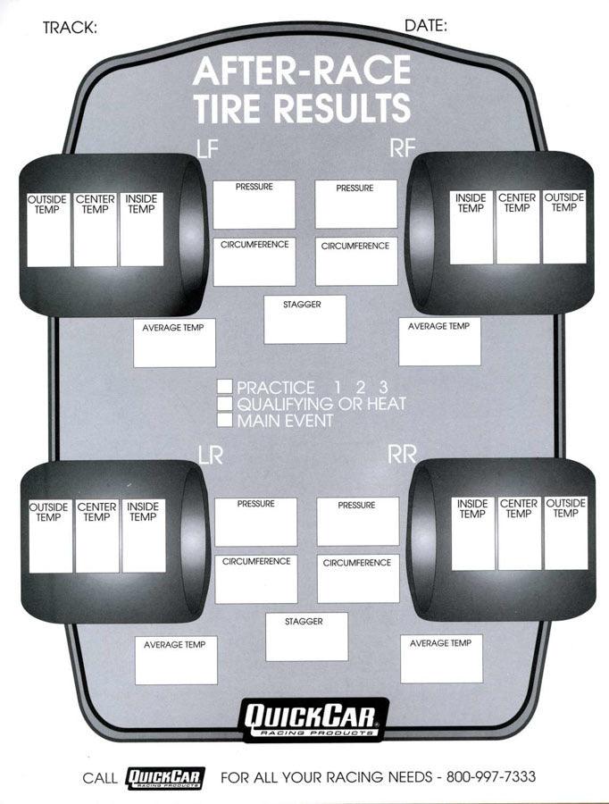 After Race Tire Set-Up Forms (50 PK) - Burlile Performance Products