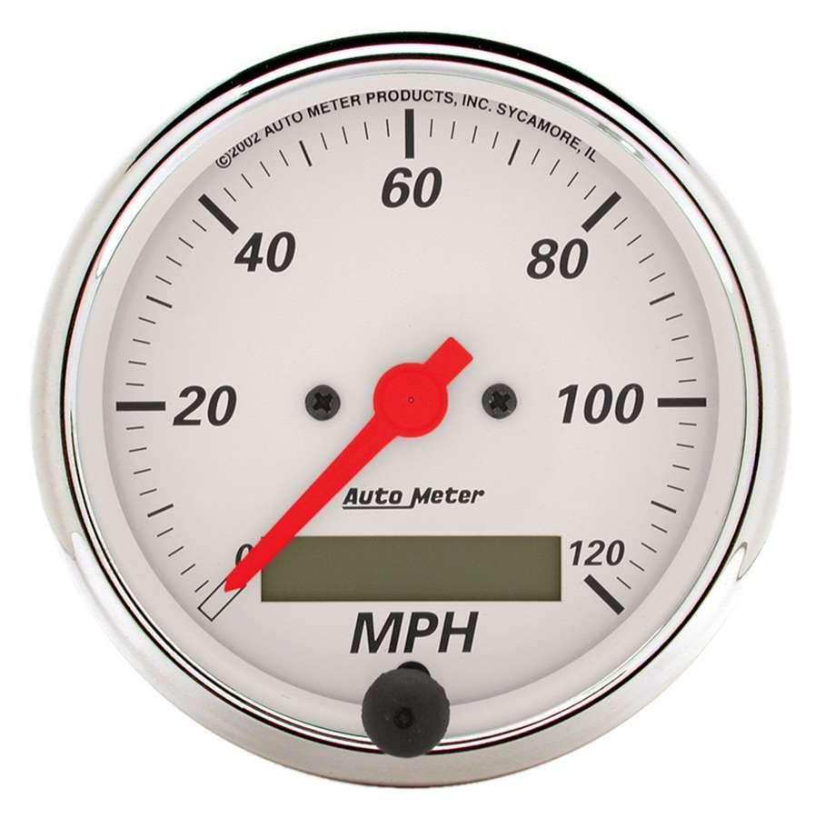 Arctic White 3-1/8in 120 MPH Speedometer - Burlile Performance Products