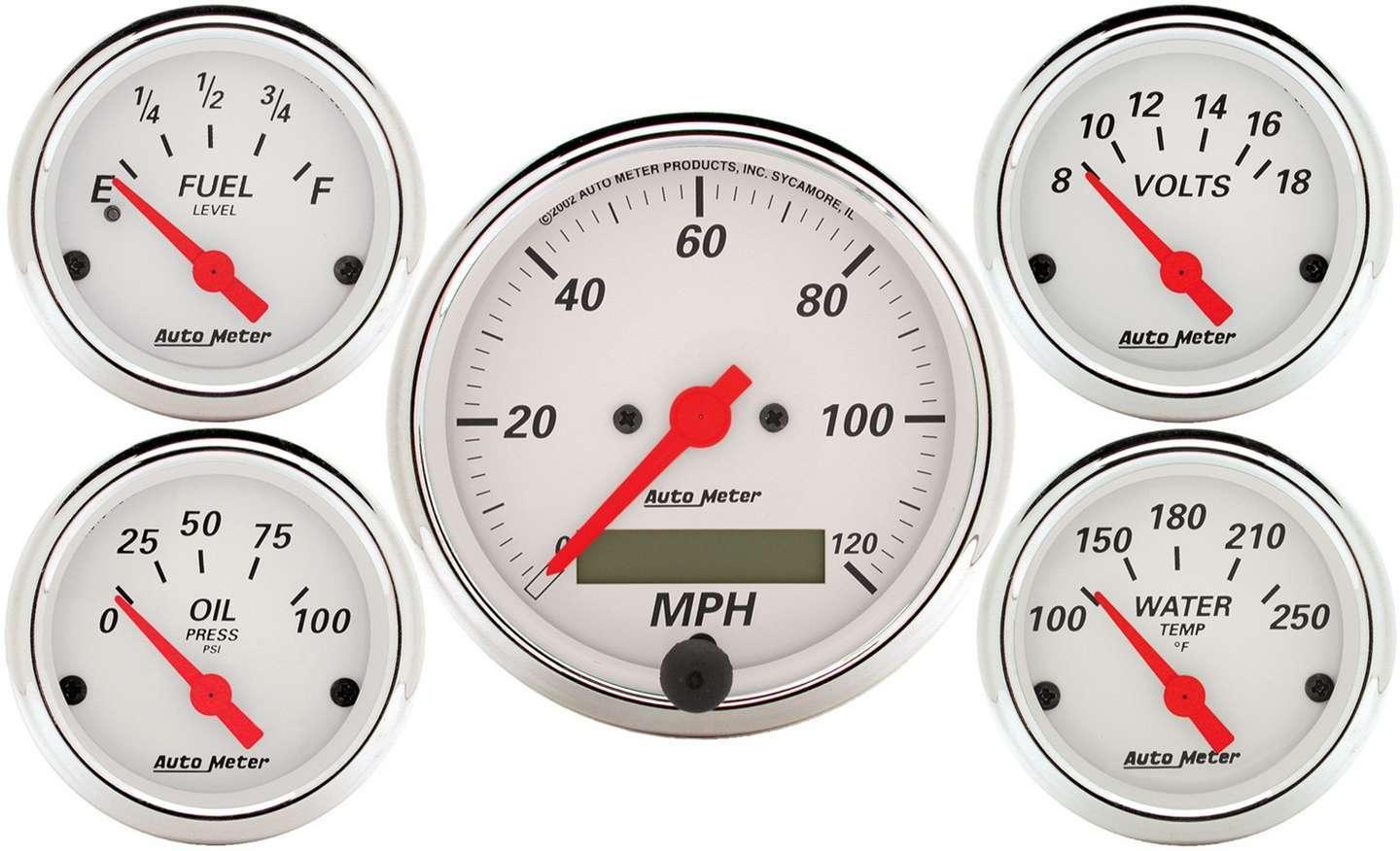 Arctic White Gauge Kit W/Red Pointer - Burlile Performance Products