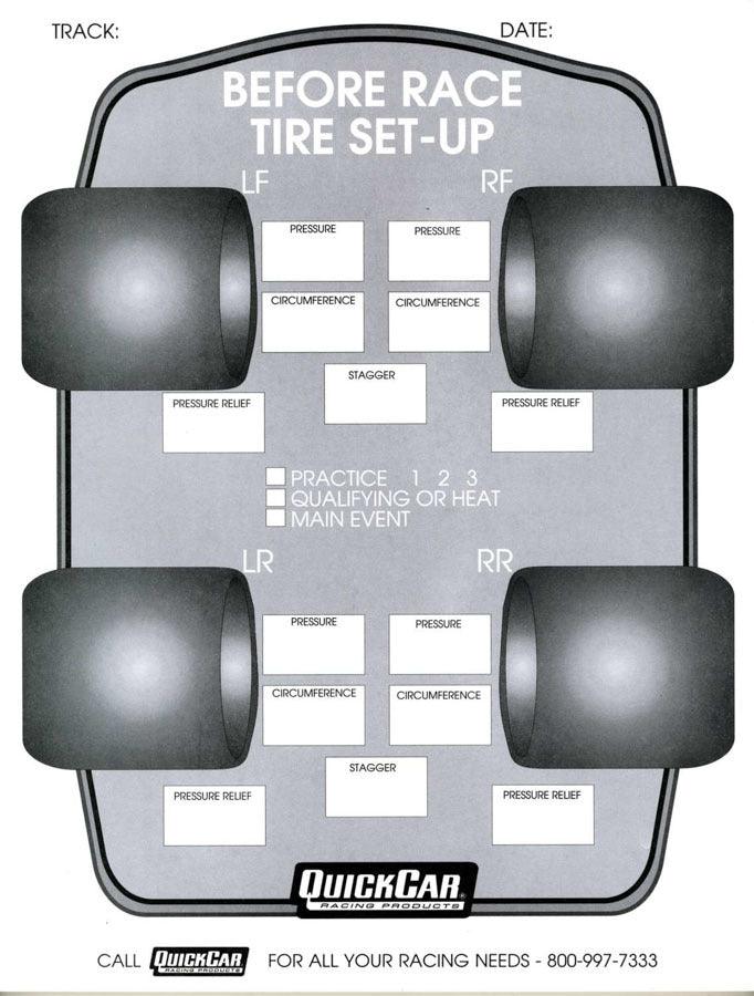 Before Race Tire Set-Up Forms (50 PK) - Burlile Performance Products