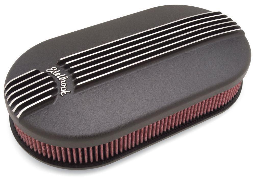 Billet Alum. Dual Carb A/C - Large Oval- Black - Burlile Performance Products
