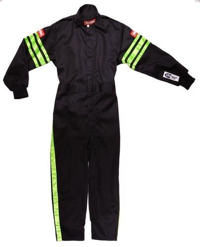 Black Suit Single Layer Kids X-Small Green Trim - Burlile Performance Products