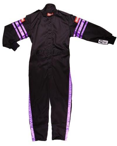 Black Suit Single Layer Kids X-Small Purple Trim - Burlile Performance Products
