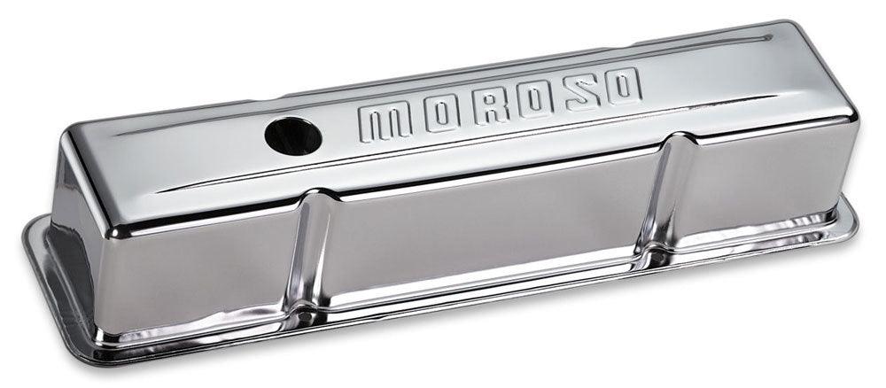 Chrome B/E Valve Covers SBC Tall w/Baffle - Burlile Performance Products