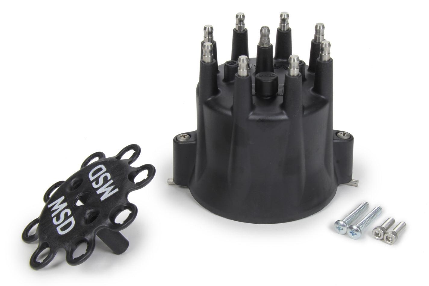 Distributor Cap & Ret- Chevy V8 HEI- Black - Burlile Performance Products
