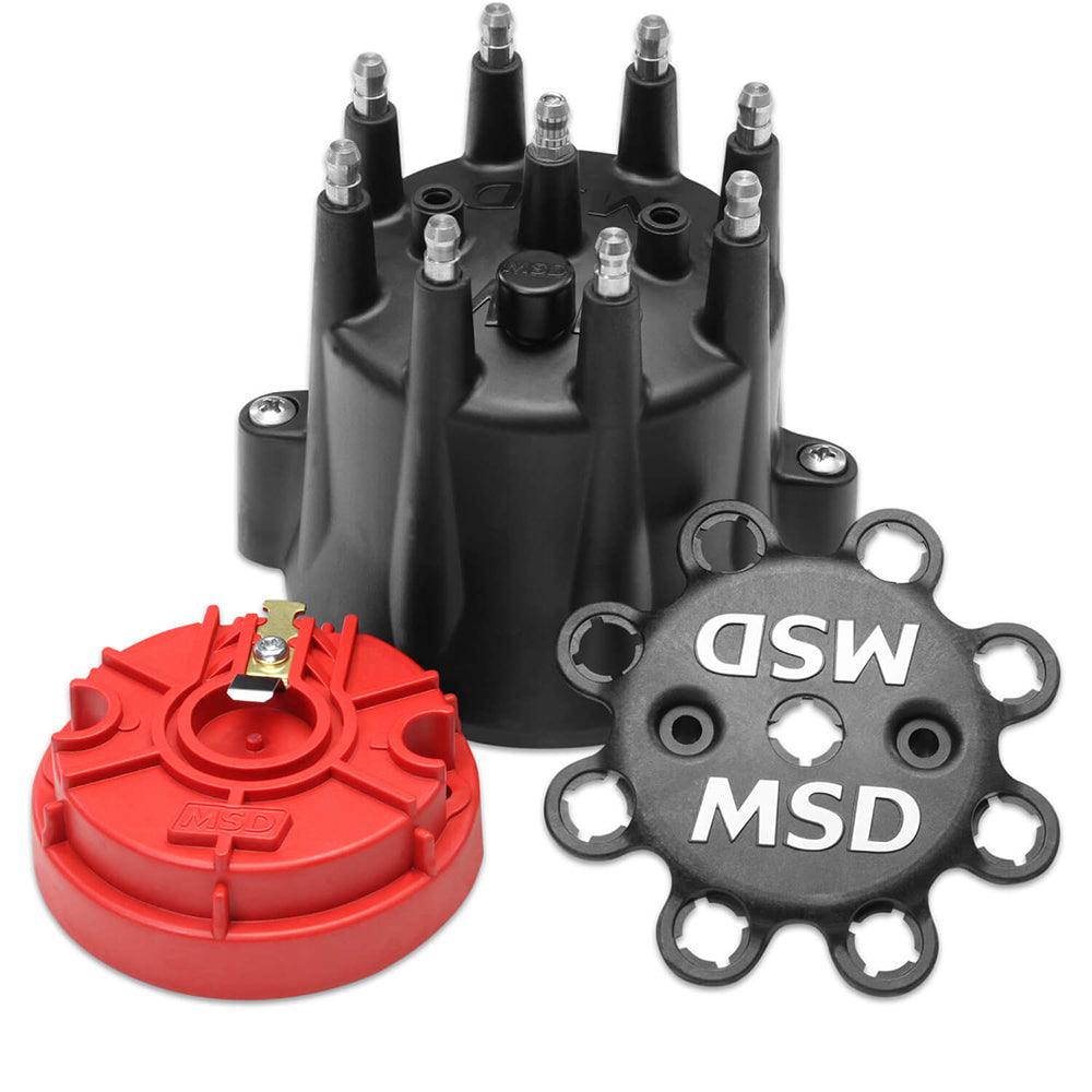Distributor Cap & Rotor Kit Chevy V8 HEI Black - Burlile Performance Products