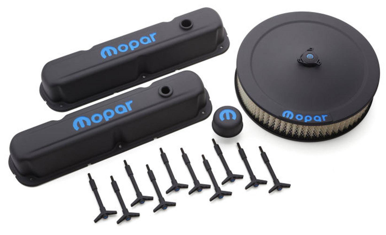 Engine Dress-Up Kit Blac k Crinkle w/Blue MOPAR - Burlile Performance Products