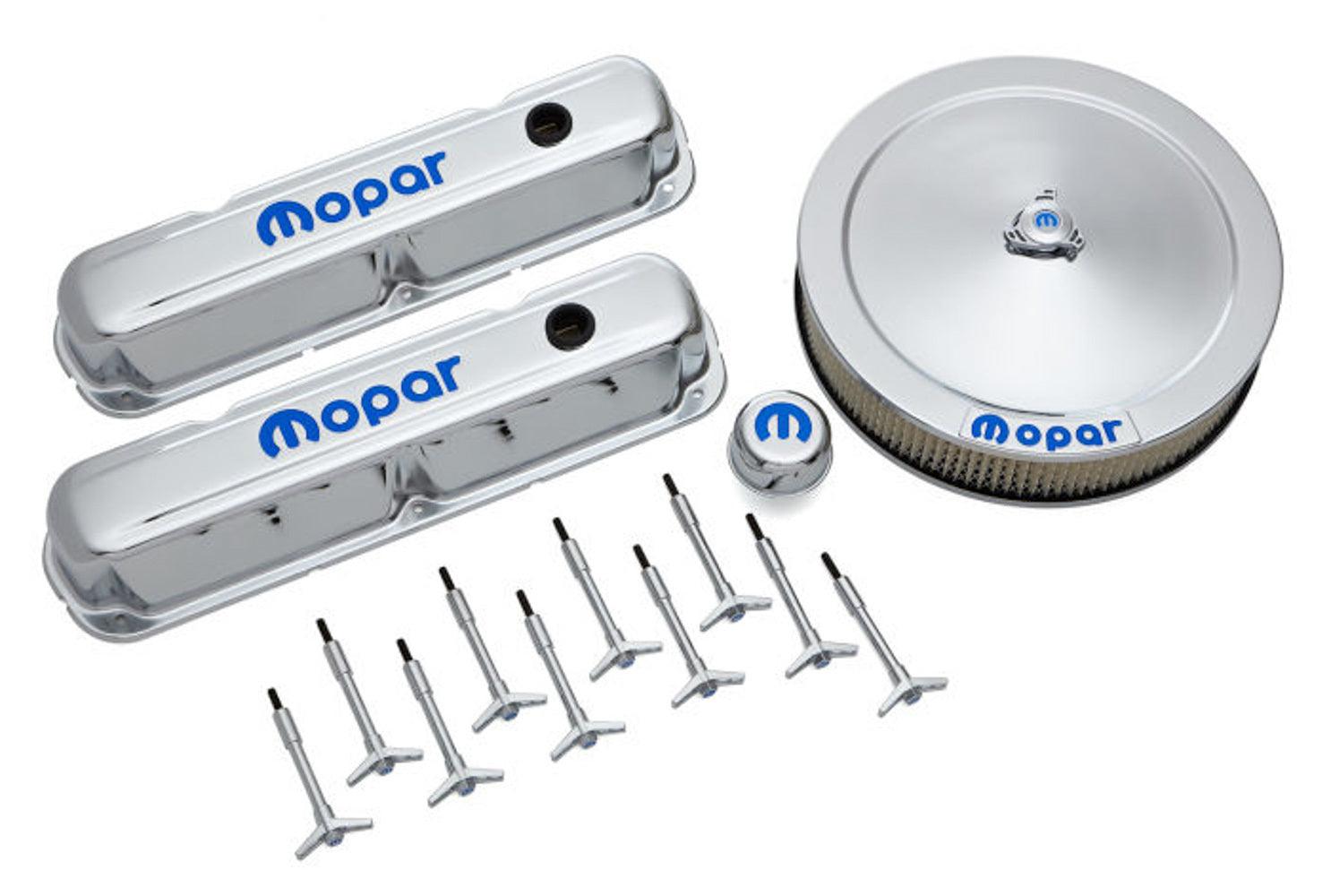 Engine Dress-Up Kit Chro me w/Blue MOPAR - Burlile Performance Products