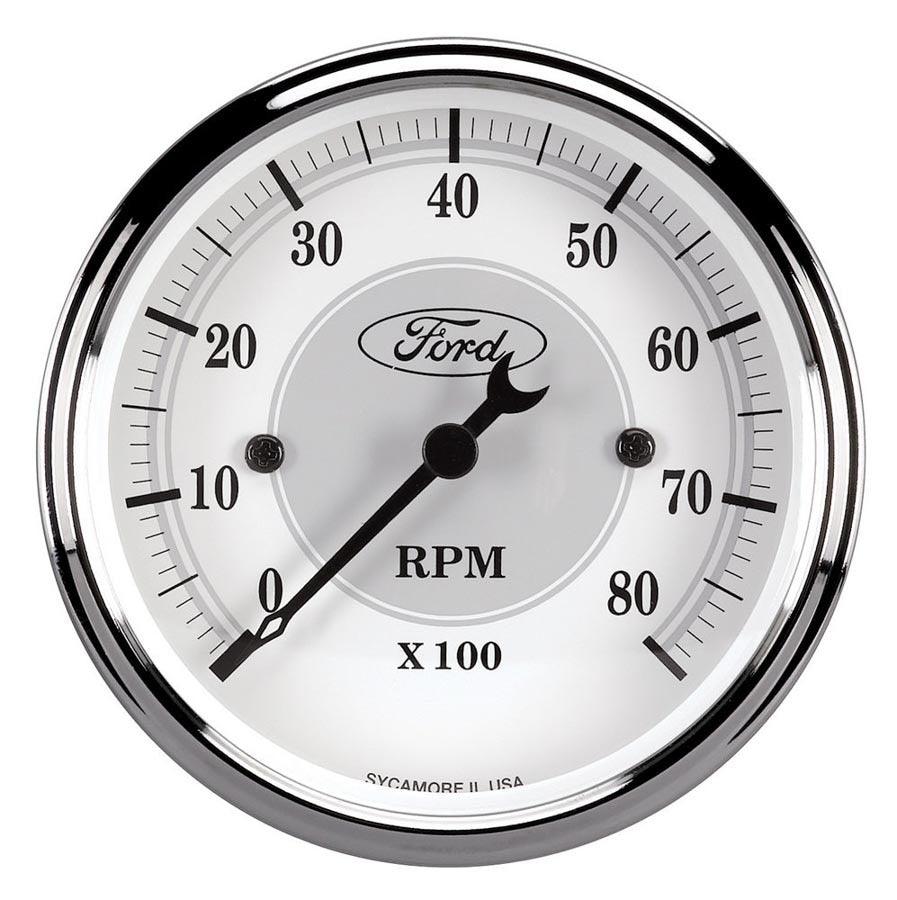 Ford Racing Tach - 3-1/8 In-Dach - White Face - Burlile Performance Products