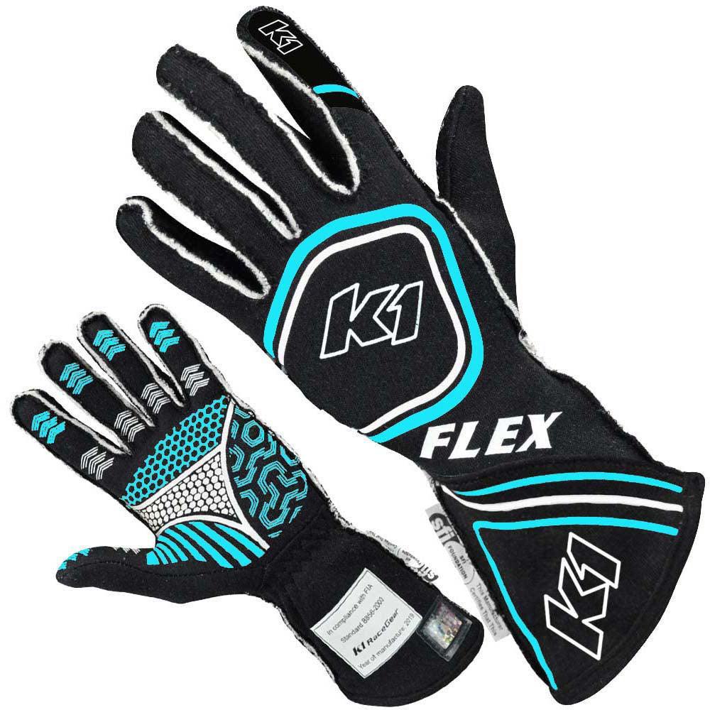 Glove Flex Large Black / Flo Blue SFI / FIA - Burlile Performance Products