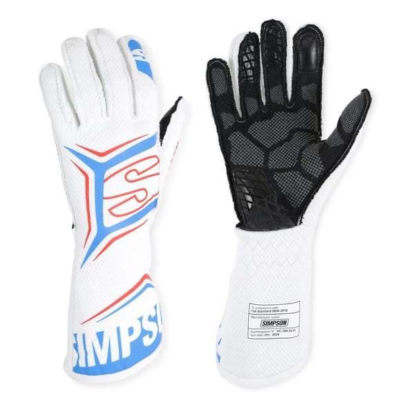 Glove Magnata Large White / Blue SFI 3.5/5 - Burlile Performance Products