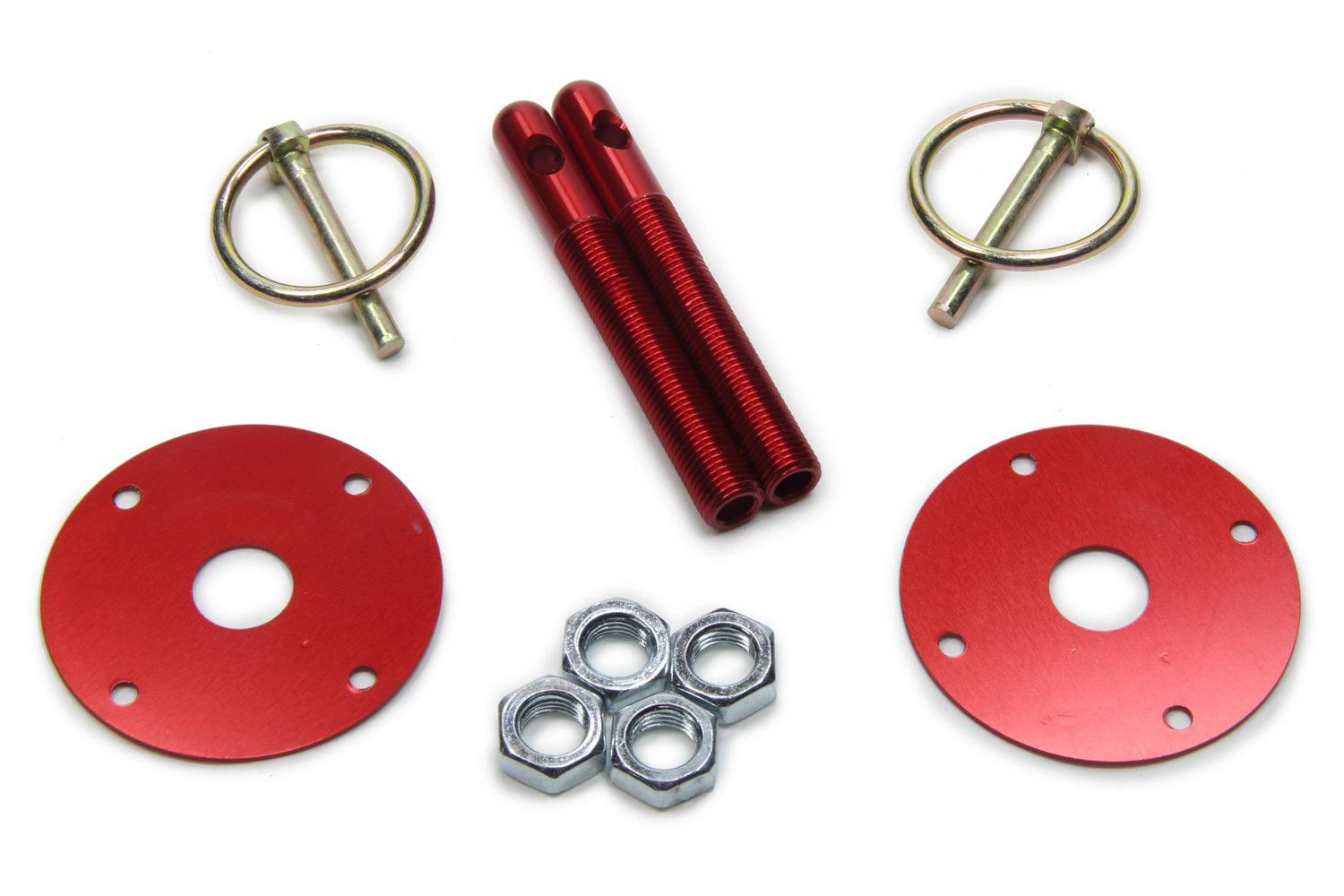 Hood Pin Kit 3/8in Alum Red 2-pack - Burlile Performance Products