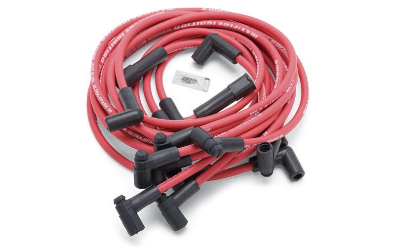 Max Fire Plug Wire Set SBC w/HEI 90 Degree Red - Burlile Performance Products