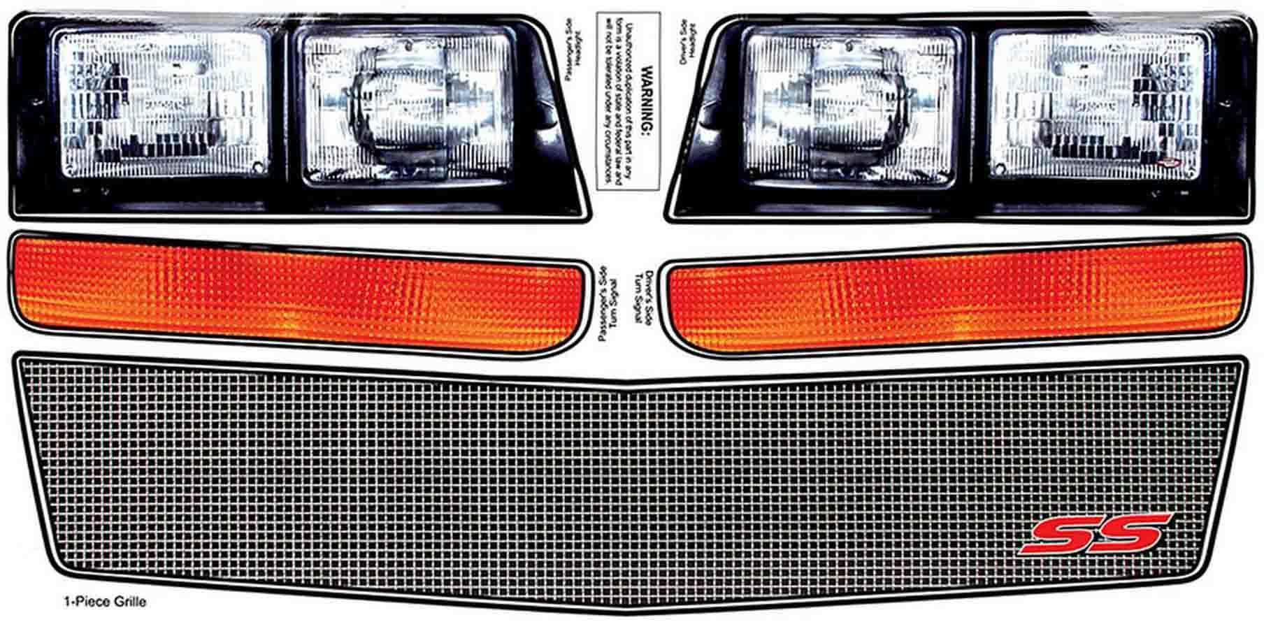M/C SS Nose Decal Kit Mesh Grille 1983-88 - Burlile Performance Products