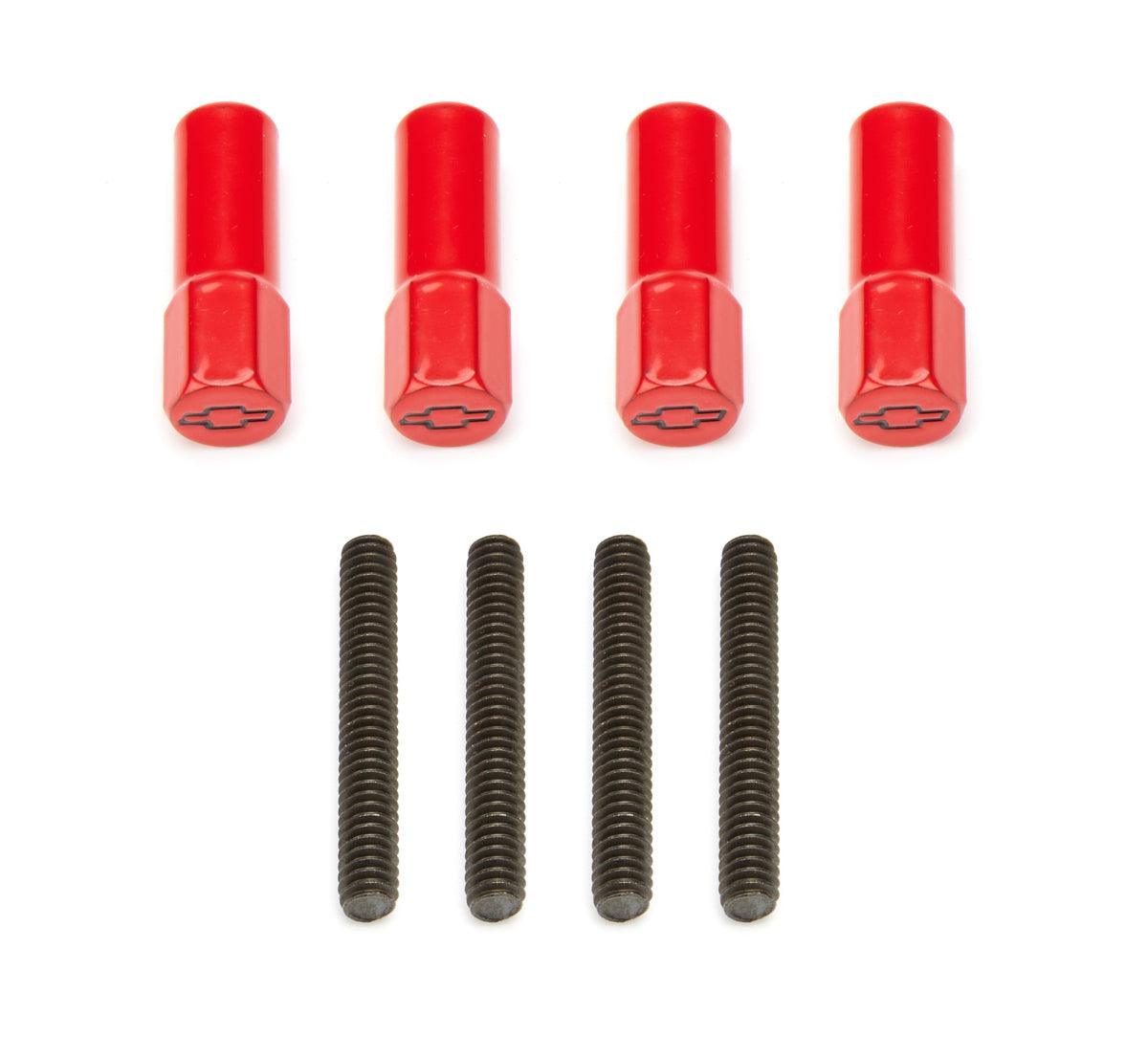 Mini Valve Cover Nuts Red Bowtie Emblem - Burlile Performance Products