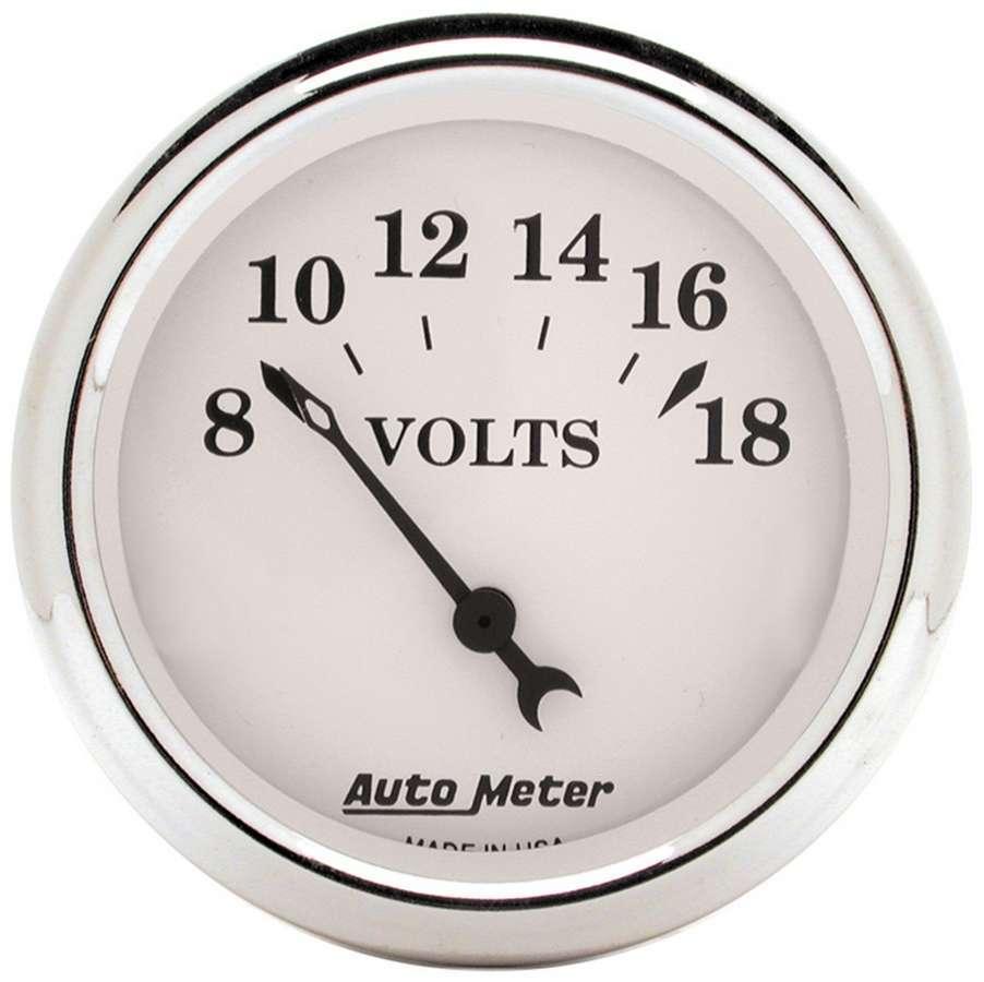 Old Tyme White 2 1/16in Voltmeter 8-18 - Burlile Performance Products