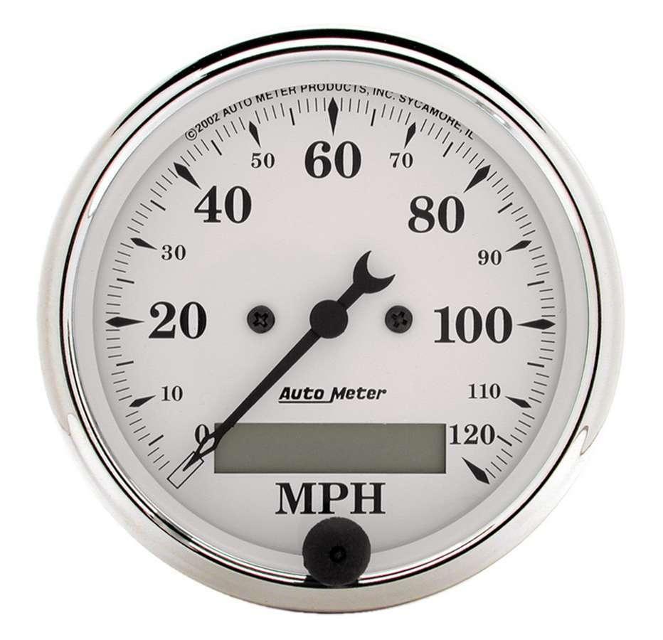 Old Tyme White 3 1/8in 120MPH Elec. Speedo - Burlile Performance Products