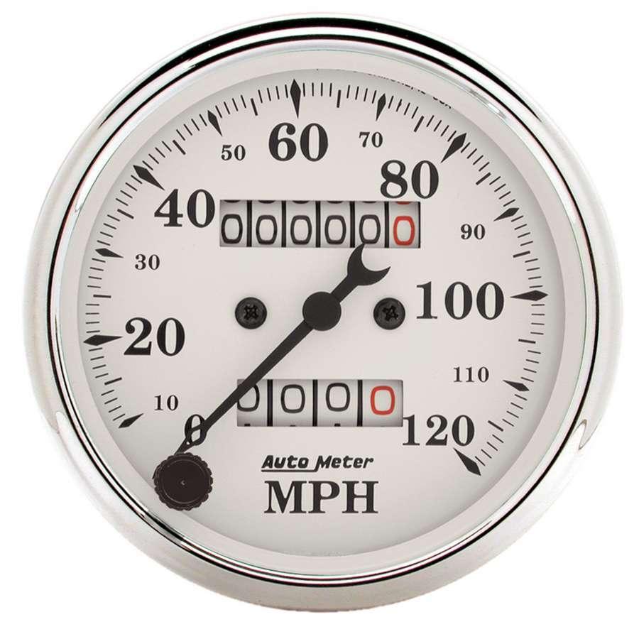 Old Tyme White 3 1/8in 120MPH Mech. Speedo - Burlile Performance Products