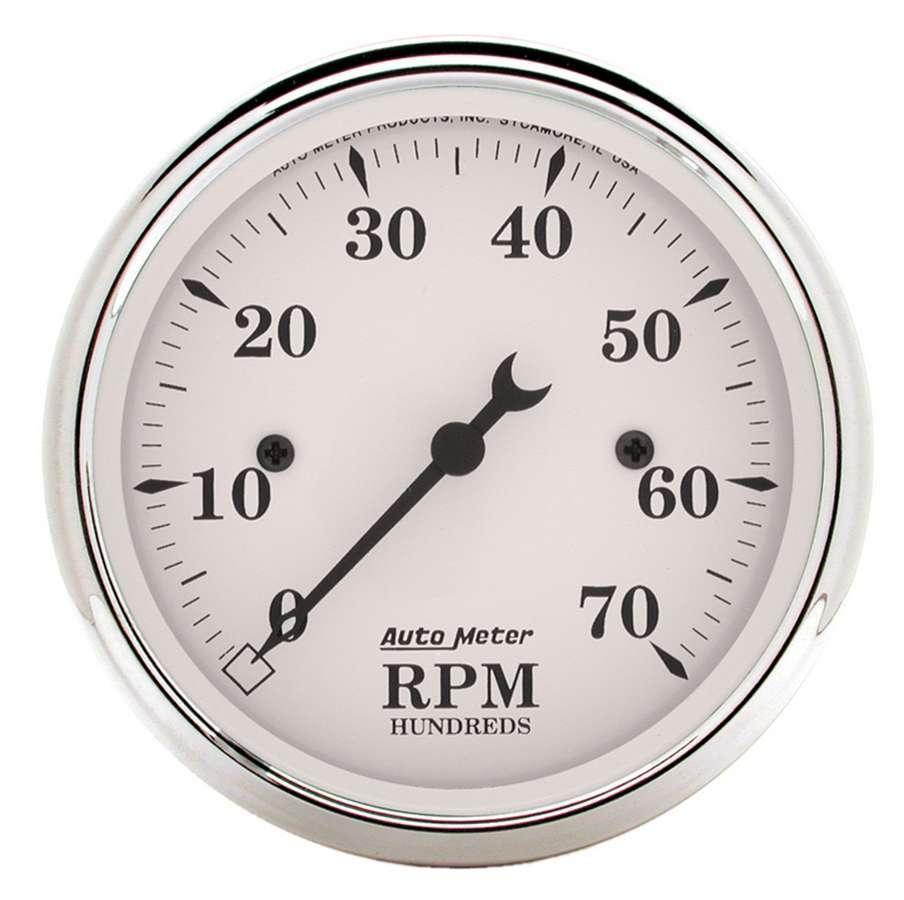 Old Tyme White 3 1/8in Tach 7000 RPM Elec. - Burlile Performance Products