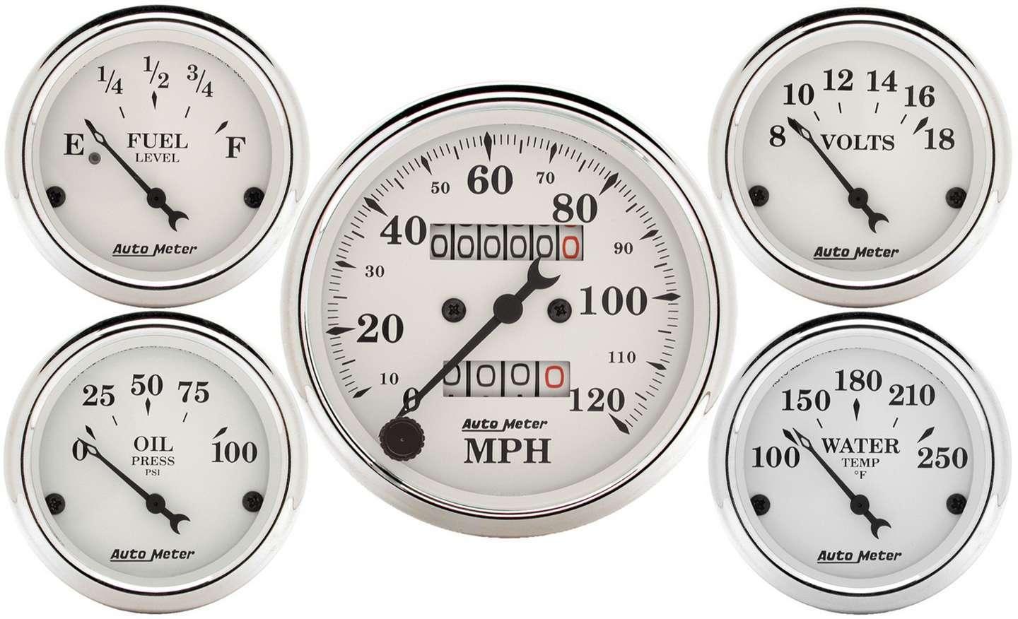 Old Tyme White Gauge Kit Mech Speedo - Burlile Performance Products