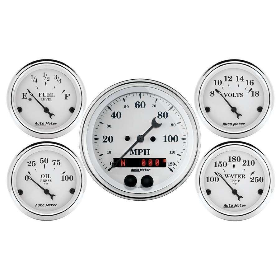 Old Tyme White Gauge Kit w/GPS Speedo - Burlile Performance Products