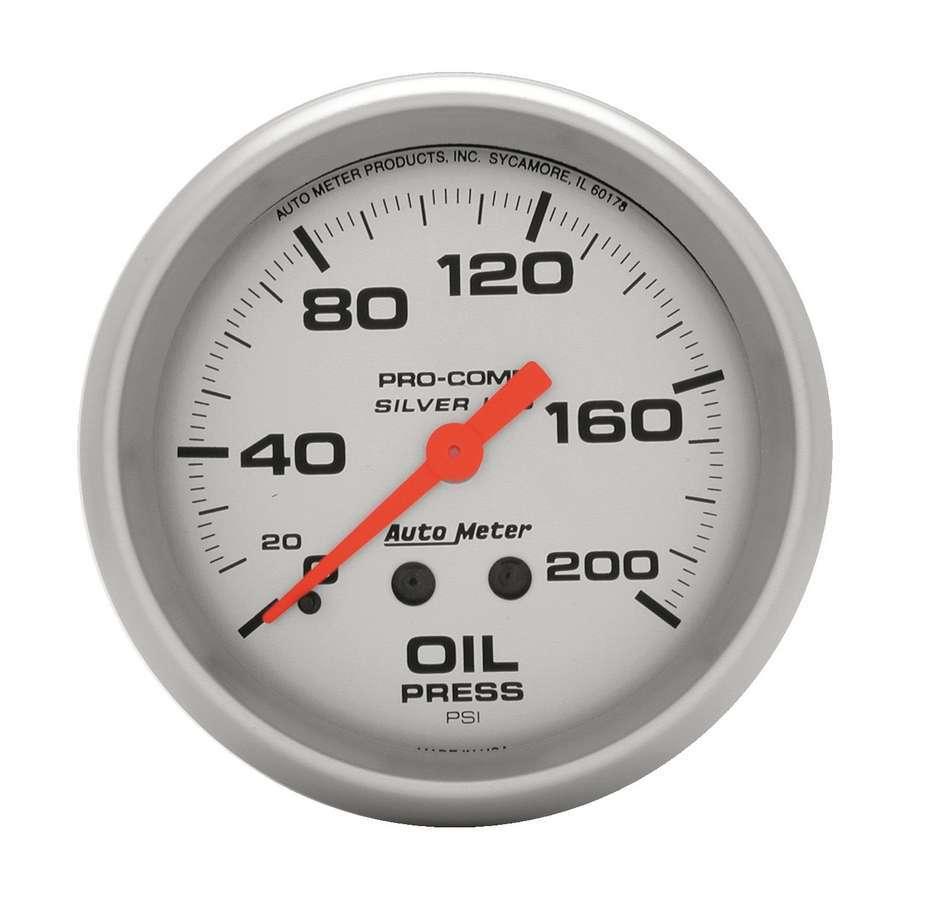 Pro Comp 2-5/8in Silver Liq-Fill Oil 0-200 PSI - Burlile Performance Products