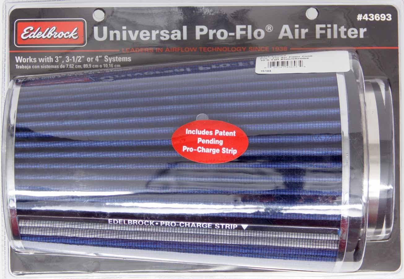 Pro-Flo Air Filter Cone 10.5 Tall Blue/Chrome - Burlile Performance Products