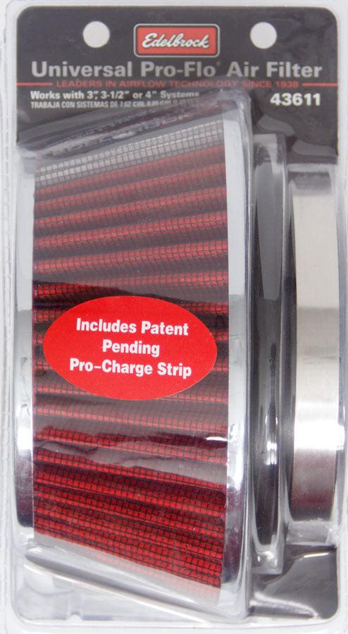 Pro-Flo Air Filter Cone 3.70 Tall Red/Chrome - Burlile Performance Products
