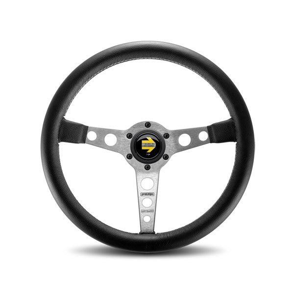 Prototipo Steering Wheel Leather Silver Spoke - Burlile Performance Products