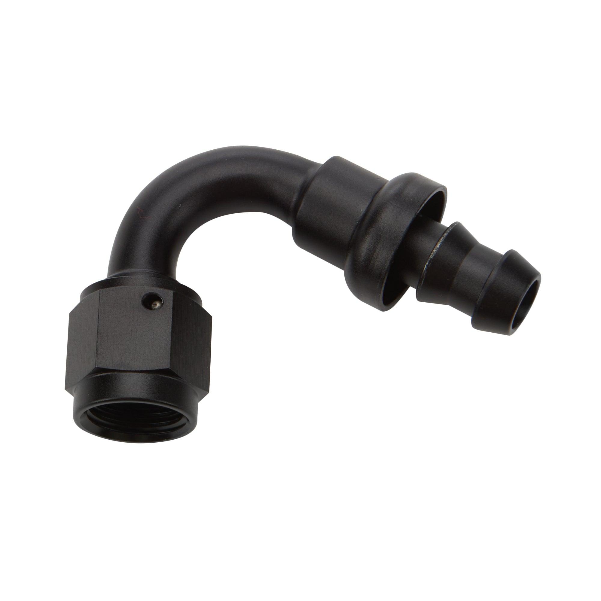 Pushlock Hose End Black 120 Deg Elbow -10 - Burlile Performance Products