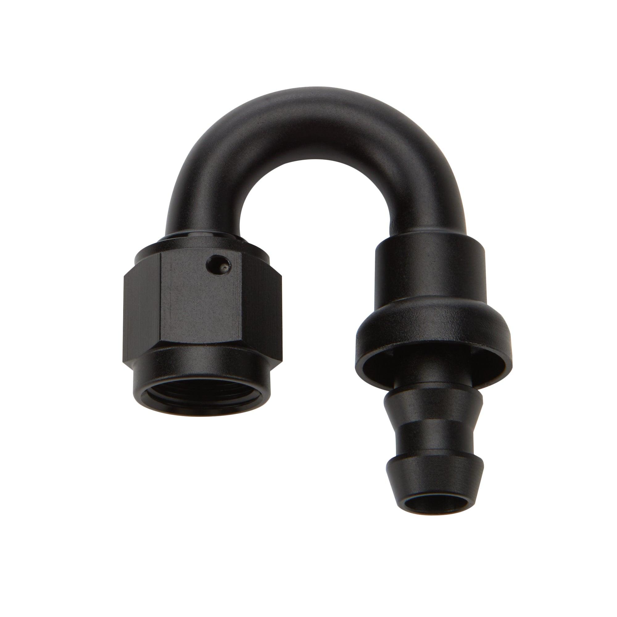 Pushlock Hose End Black 180 Deg Elbow -10 - Burlile Performance Products