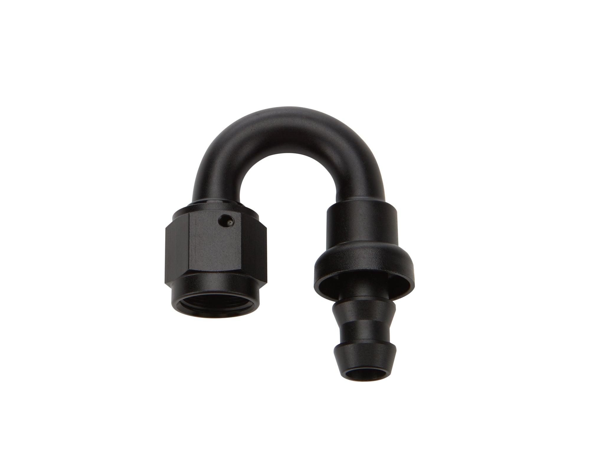 Pushlock Hose End Black 180 Deg Elbow -6 - Burlile Performance Products
