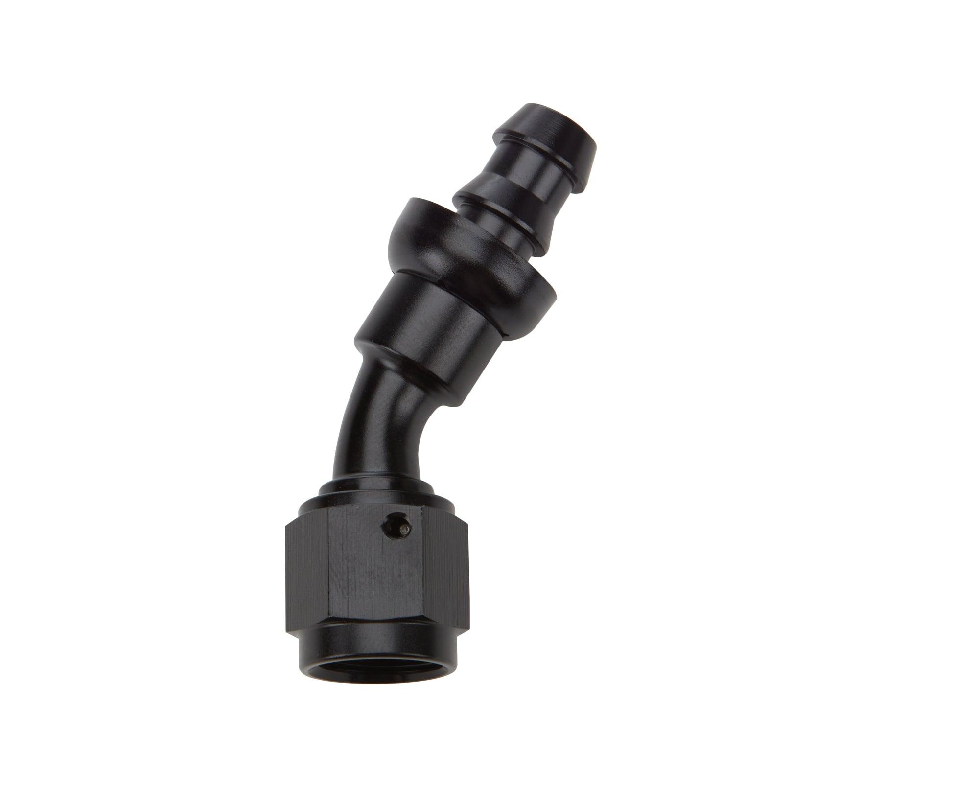 Pushlock Hose End Black 30 Deg Elbow -6 - Burlile Performance Products